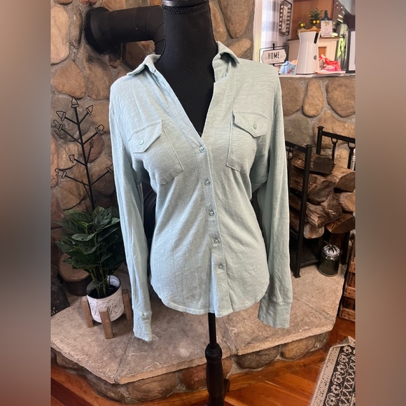 Dkny Tops - DKNY Soft Teal Button-Down Shirt